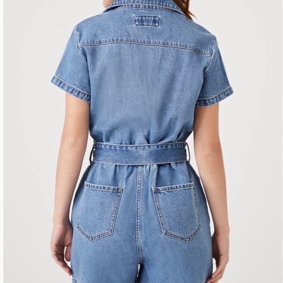 Denim Tie-Waist Romper - Picture 6 of 8